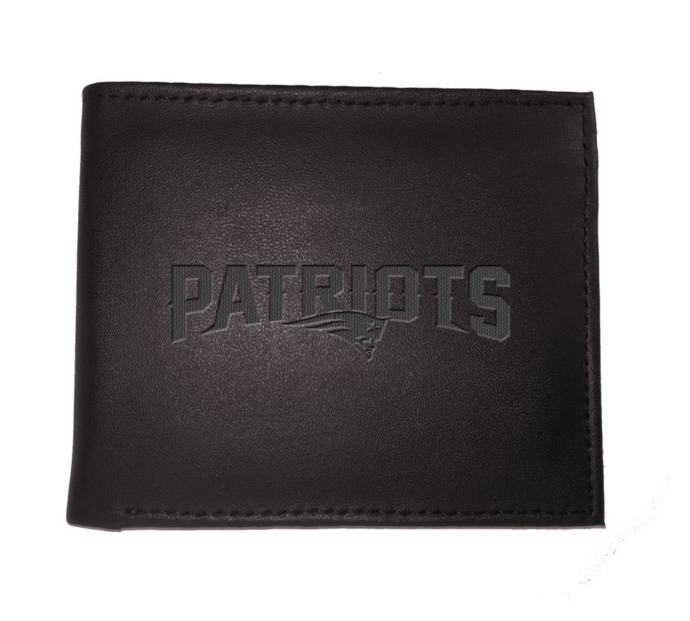 Official NFL New England Patriots Black Leather Bi-Fold Wallet - Licensed Stamped Logo - Money & Credit Card Organizer - Perfect Gift for Football Fans (Includes Gift Box) | Ideal for Game Days, Travel & Everyday Use