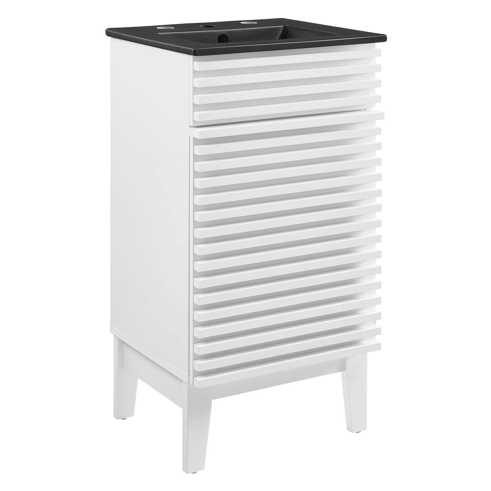 Modway Render 18 Inch Modern Bathroom Vanity with White Ceramic Sink & Black Finish - Perfect for Small Bathrooms, Powder Rooms & Apartment Remodels