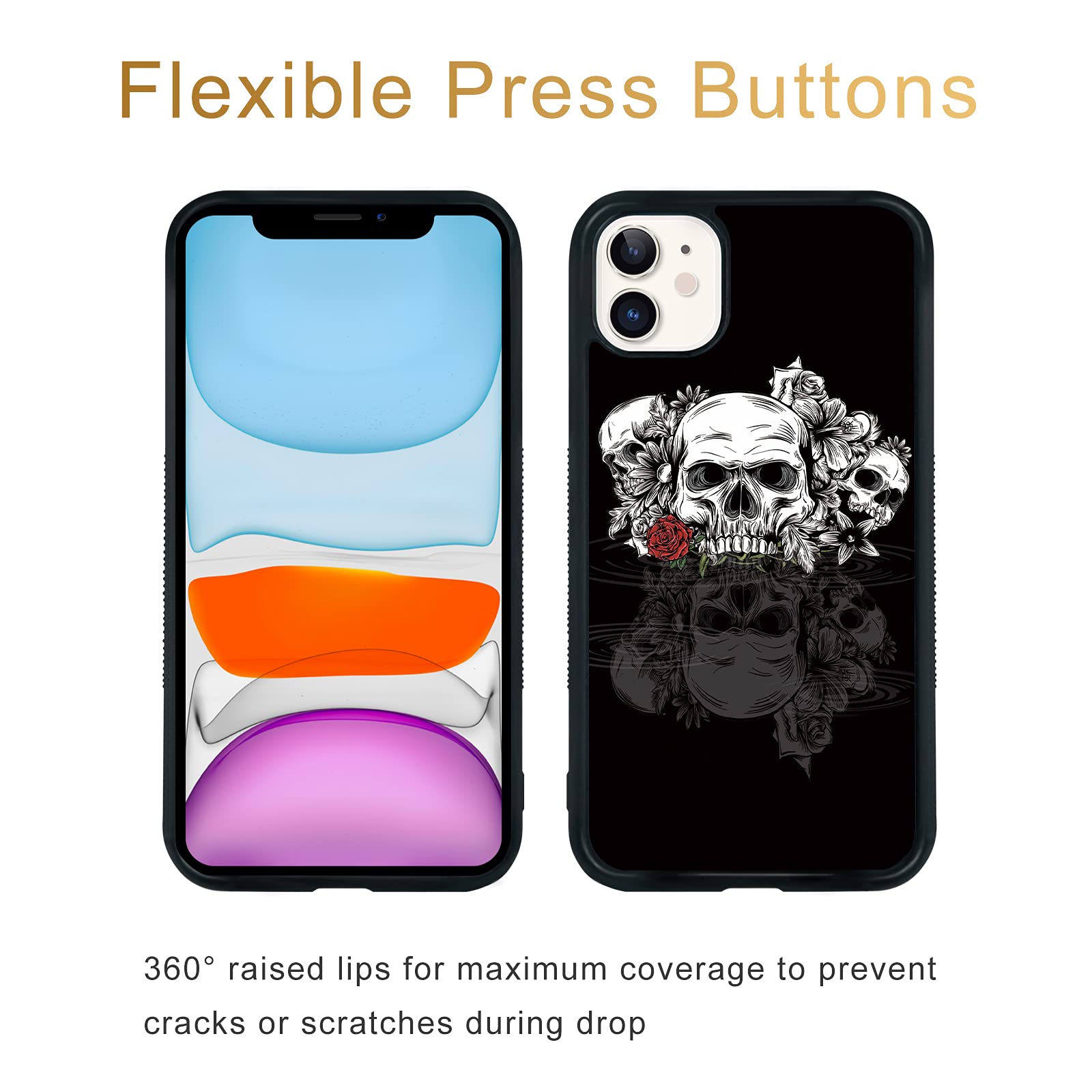 Skull Phone Case for iPhone 11 (6.1 Inch) - Shockproof Protective TPU Aluminum Cover with Cool Skull Design for Teen Boys & Girls | Perfect for School, Parties, and Everyday Use