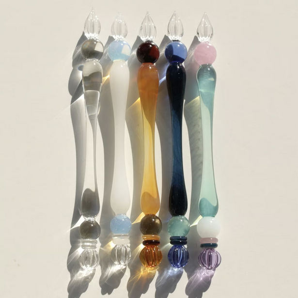 Japanese Glass Dip Pen - Crown & Navy Colors, Elegant Calligraphy Writing Tool for Artists & Writers - Perfect for Hand Lettering, Sketching & Creative Gift Ideas