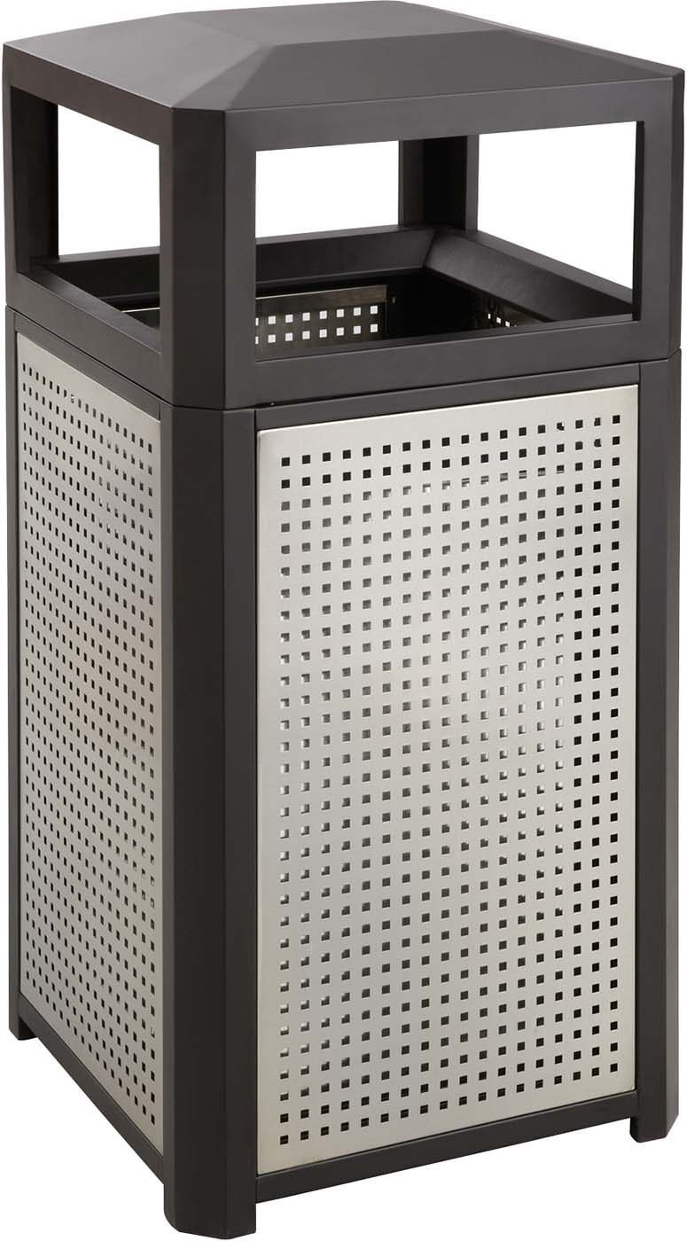 Evos™ 38 Gallon Indoor Outdoor Trash Can - Black & Silver Heavy Duty Garbage Bin for Home, Office, Patio & Garage [9934BL] - Perfect for Waste Management in Kitchens, Backyards & Commercial Spaces