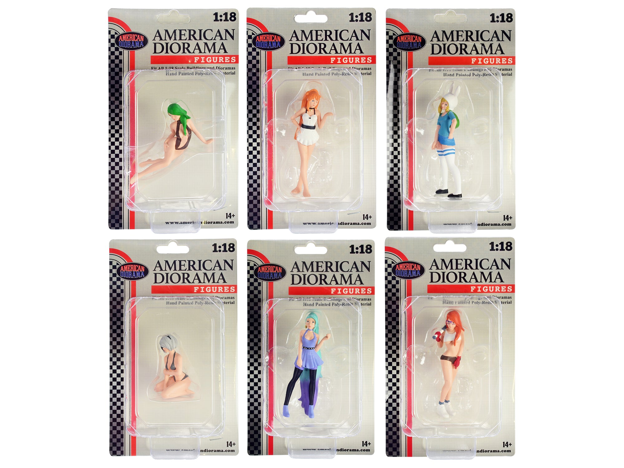 1/18 Scale Cosplay Girls 6-Piece Figure Set for Model Scenes - Perfect for Diorama Displays, Collectors & Anime Enthusiasts