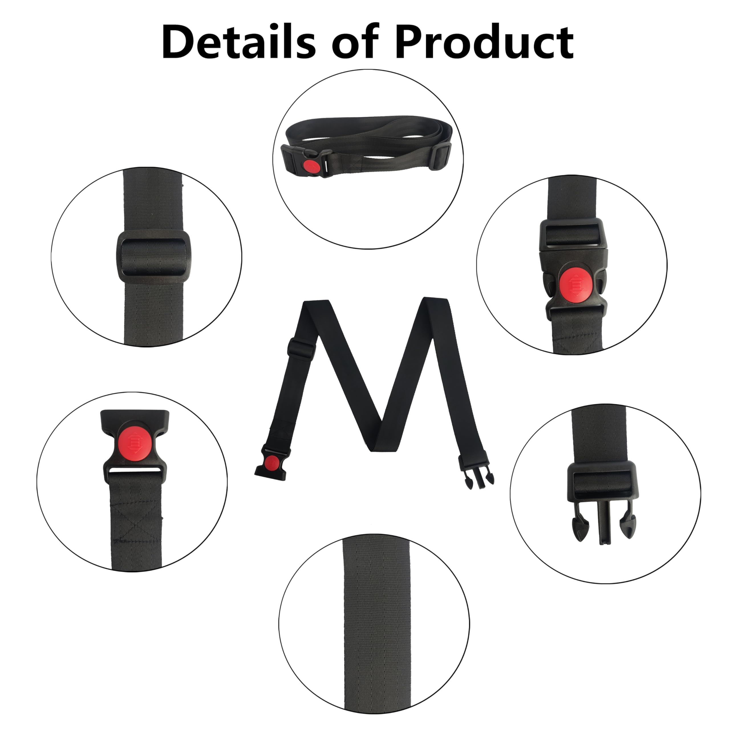80’’ Adjustable Wheelchair Safety Strap Seat Belt - High Chair Safety Harness for Elderly, Adults & Children - Patient Care Security Belt (Black) | Ideal for Home Care, Hospitals & Mobility Assistance