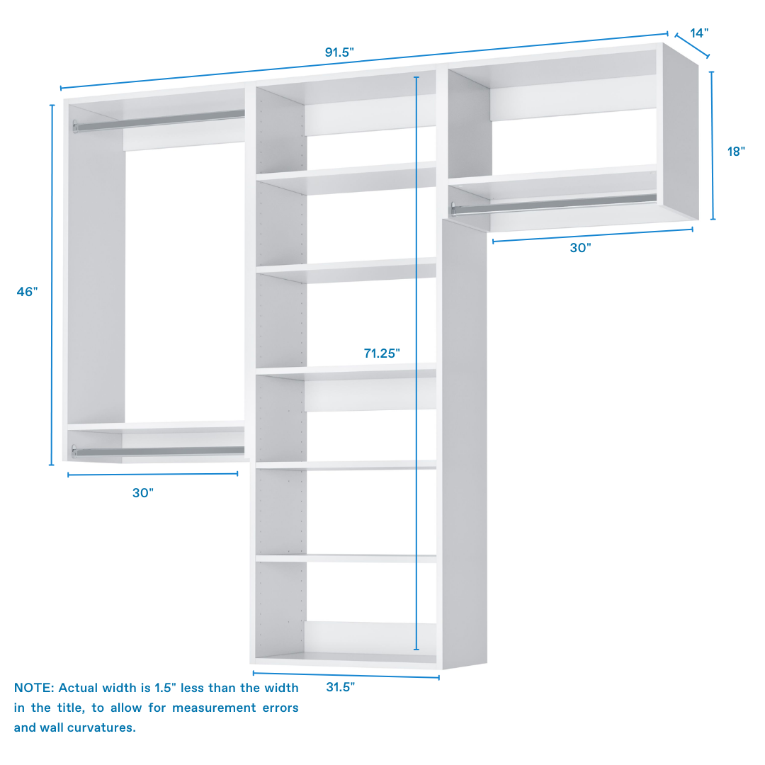 Total Closet Kit - Premium Closet Organization System for Home & Office Storage Solutions | Perfect for Bedrooms, Walk-in Closets & Small Spaces