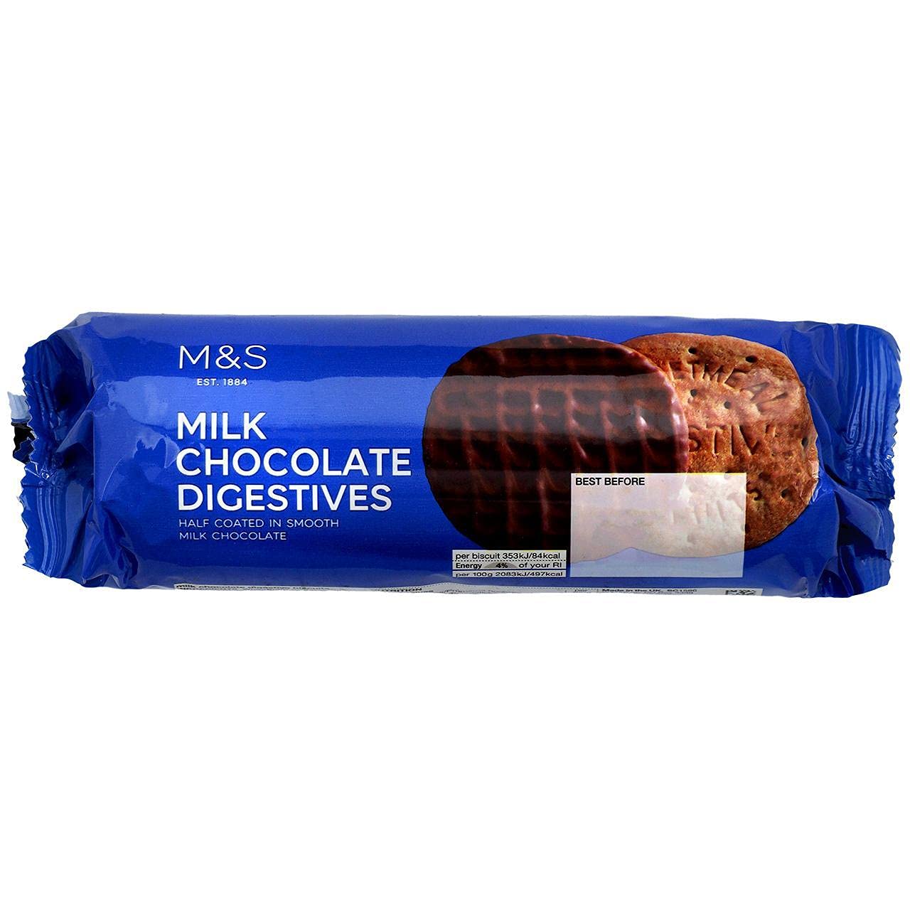 Marks & Spencer Milk Chocolate Digestives Biscuits - 6 Pack (300g) | British Tea Time Snacks, Office Treats & Gift Box Favorites