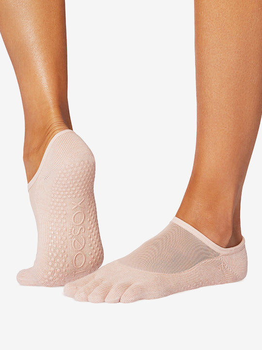 ToeSox Full Toe Luna Grip Socks for Women - Non-Slip Yoga, Pilates & Barre Workout Socks - Mellow Color - Perfect for Dance, Fitness & Studio Classes