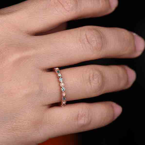 Stunning Full Eternity Alexandrite & Opal Wedding Band Ring | Genuine Gemstone Bridal Jewelry | Perfect for Engagement, Anniversary & Special Occasions
