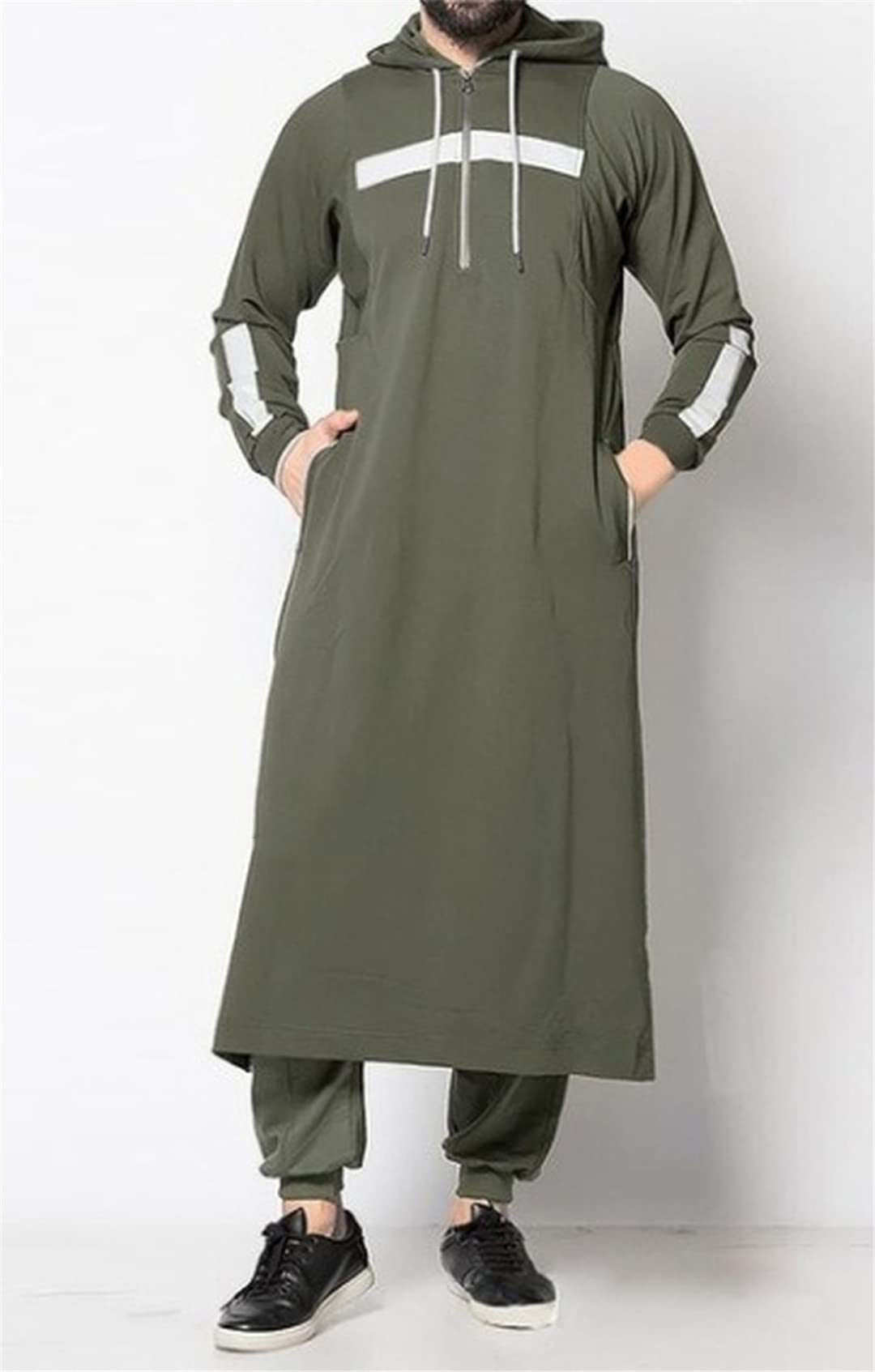 Men's Jubba Thobe - Arabic Islamic Clothing Muslim Dress Saudi Long Robe Abaya Dubai Kaftan - Loose Blouse Sweater Hoodies Tops - Gray XXL - Perfect for Eid Prayer, Mosque Wear & Traditional Occasions