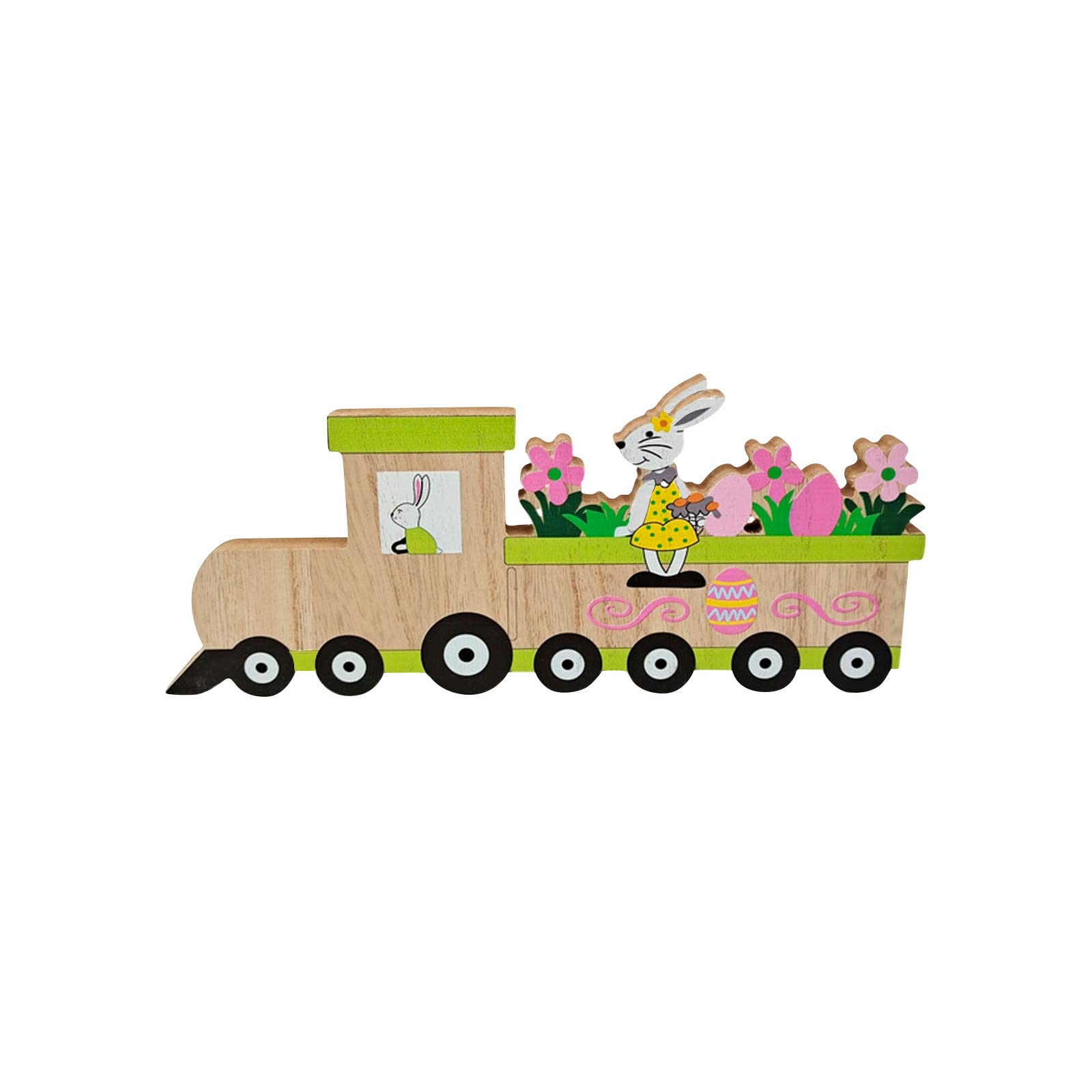 Easter Wooden Decorations - Handcrafted Wooden Party Scene Layout for Easter Celebrations, Home Decor, and Holiday Festivities
