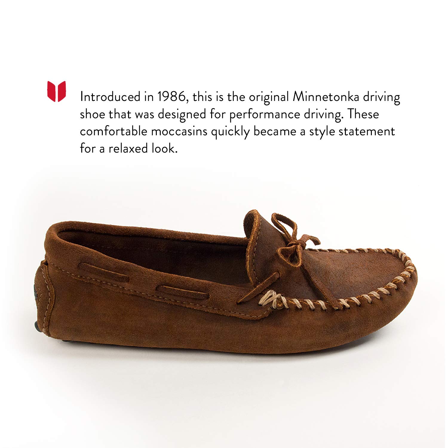 Minnetonka Men's Genuine Leather Moccasins - Comfortable Slip-On Casual Shoes for Indoor/Outdoor Wear - Perfect for Relaxing at Home, Running Errands, or Weekend Getaways