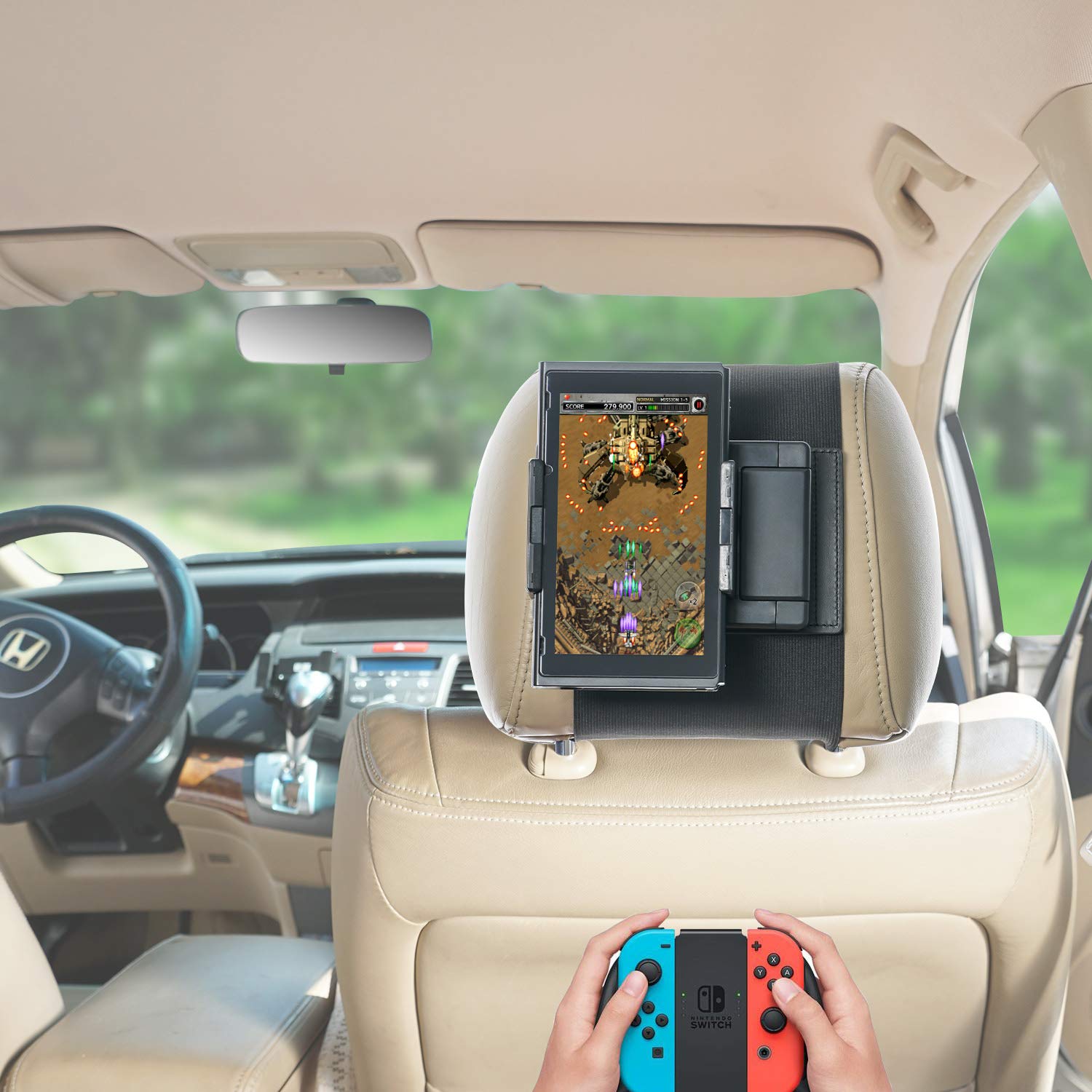 Swivel Car Headrest Mount Holder for Nintendo Switch, iPad Air, iPad Mini & Tablets - Universal Adjustable Stand for Road Trips & Backseat Entertainment