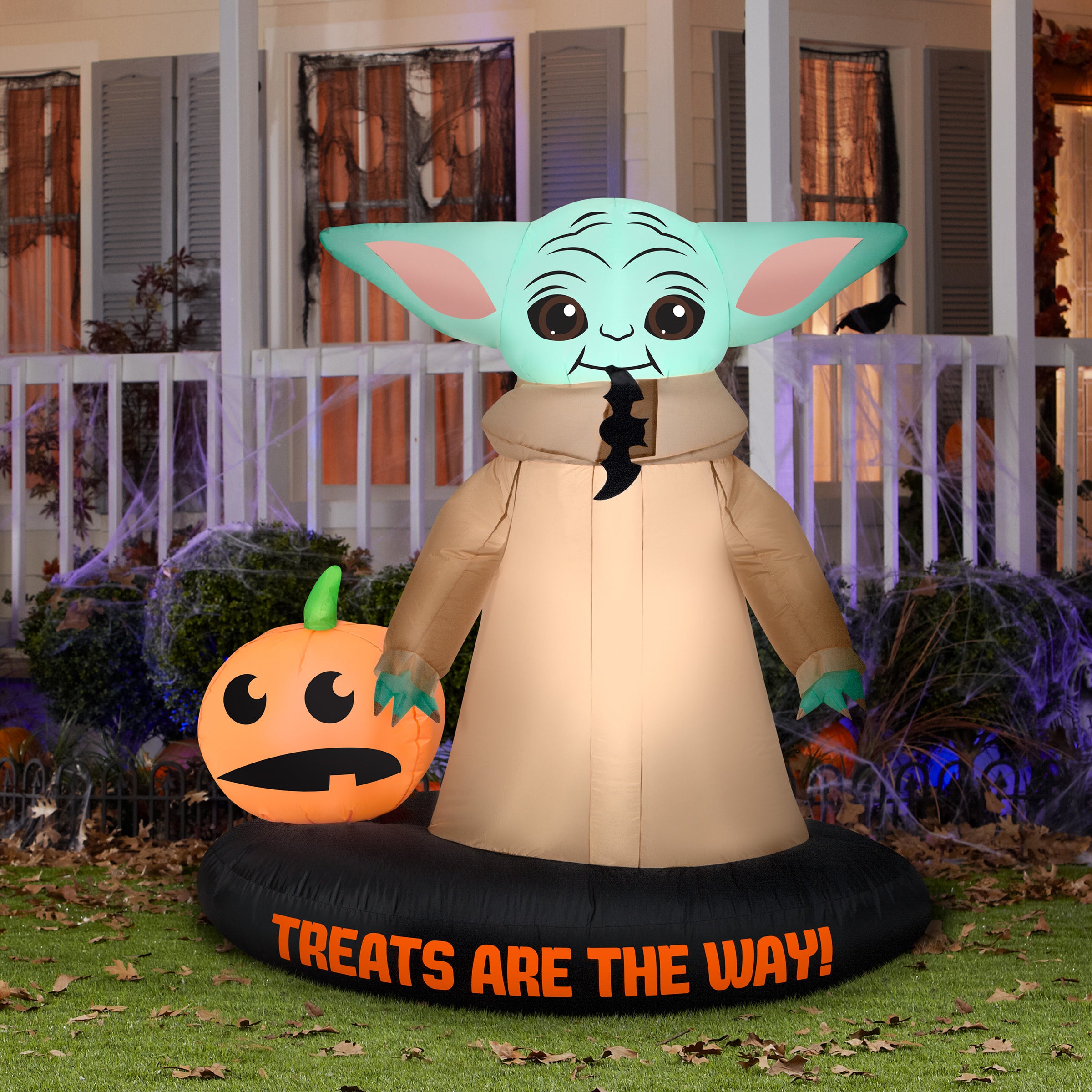 78-Inch Halloween Mandalorian Inflatable Yard Decoration - Star Wars Outdoor Decor for Halloween Party, Lawn Display, and Holiday Festivities