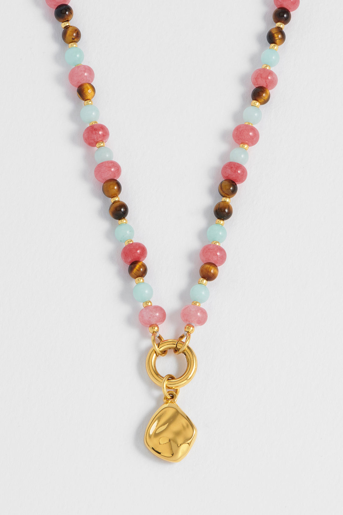 Multi Facet Gemstone Spring Clasp Necklace - Elegant Jewelry for Women, Dainty Layering Necklace for Everyday Wear, Gift for Her - Perfect for Parties, Dates & Special Occasions