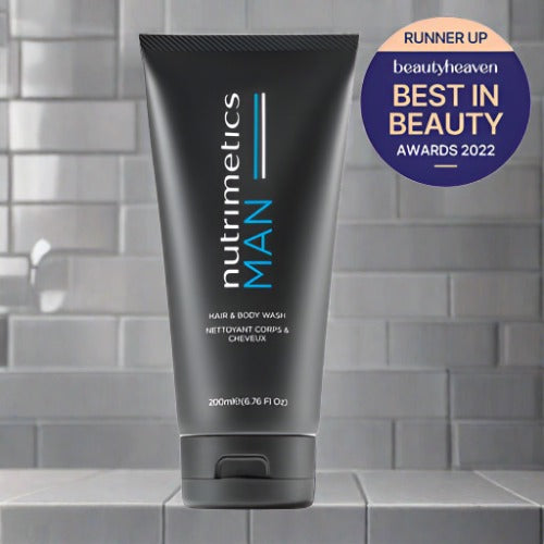 Nutrimetics MAN Hair & Body Wash for Men - Hydrating & Refreshing Shower Gel for Daily Use - Perfect for Gym, Travel & Home Care