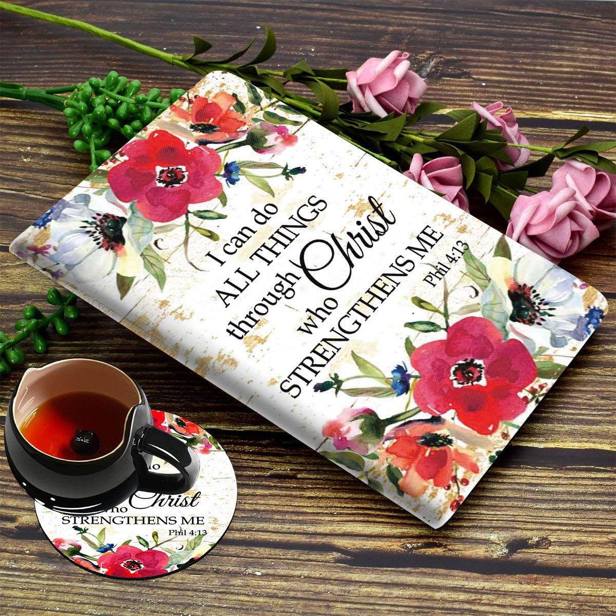 Premium iPad 9.7 Inch Case (2018/2017 Models) - Compatible with iPad 5th/6th Gen & iPad Air 1/2 - Christian Bible Quote Design (Philippians 4:13) with Watercolor Flowers - Perfect for School, Work & Travel Protection