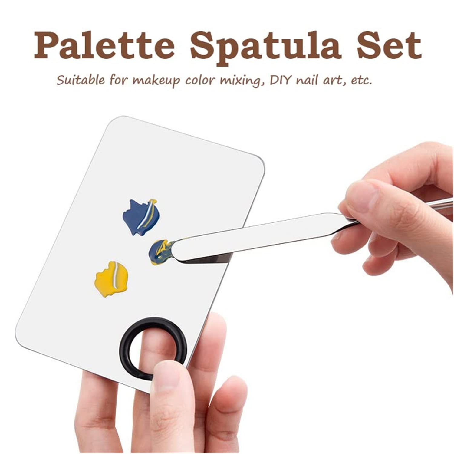 Professional Stainless Steel Makeup Spatula & Palette Set - Korean Beauty Tool for Foundation, Cream Blush & Concealer - Includes Leather Case & Mixing Palette - Perfect for Makeup Artists & DIY Beauty Enthusiasts