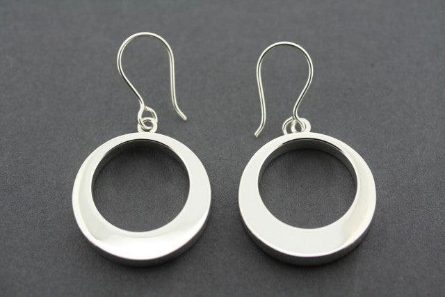 Off-Center Circle Earrings Sterling Silver - Minimalist Dangle Hoops for Women, Perfect for Everyday Wear & Special Occasions