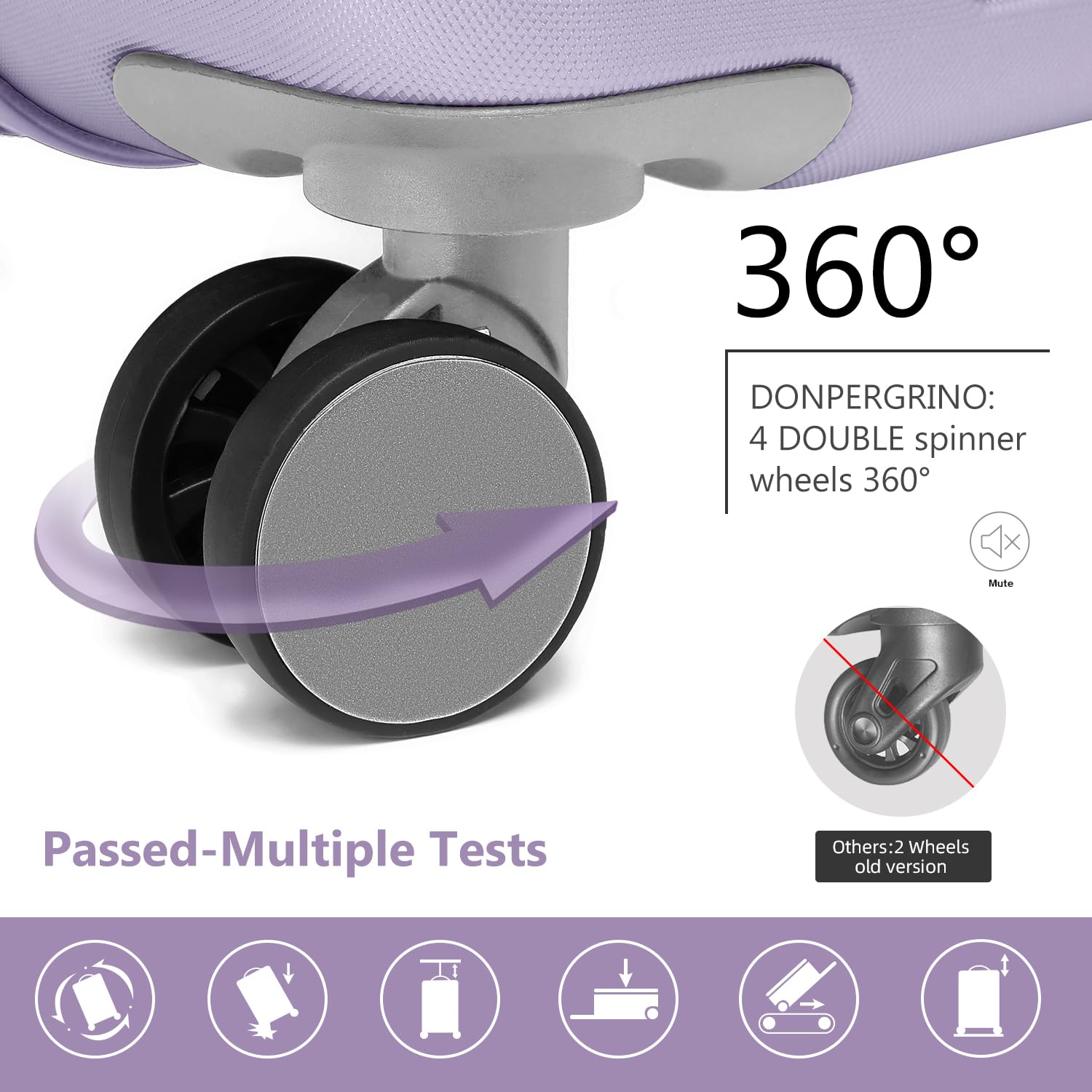 3-Piece Lavender Hardside Luggage Set - 20 Inch Airline Approved Carry-On Suitcase with Spinner Wheels & TSA Lock | Lightweight Rolling Luggage for Men & Women | Perfect for Business Travel, Family Vacations & Weekend Getaways
