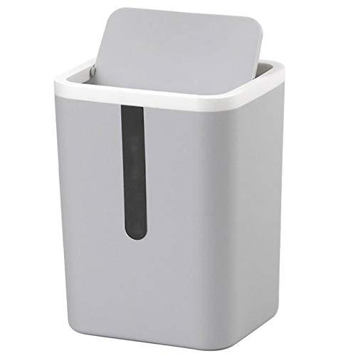 Small Mini Plastic Trash Can with Shake Cover - Gray Desktop Garbage Bin for Home, Office, Desk & Car | Durable Dustbin for Waste Disposal | Perfect for Workspaces, Bedrooms & Vehicles