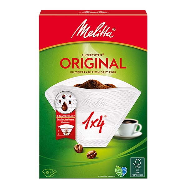 Melitta Original #4 Cone Coffee Filters - 100 Count, Natural Brown Paper for Drip Brewing - Perfect for Pour Over, Chemex, and Automatic Coffee Makers