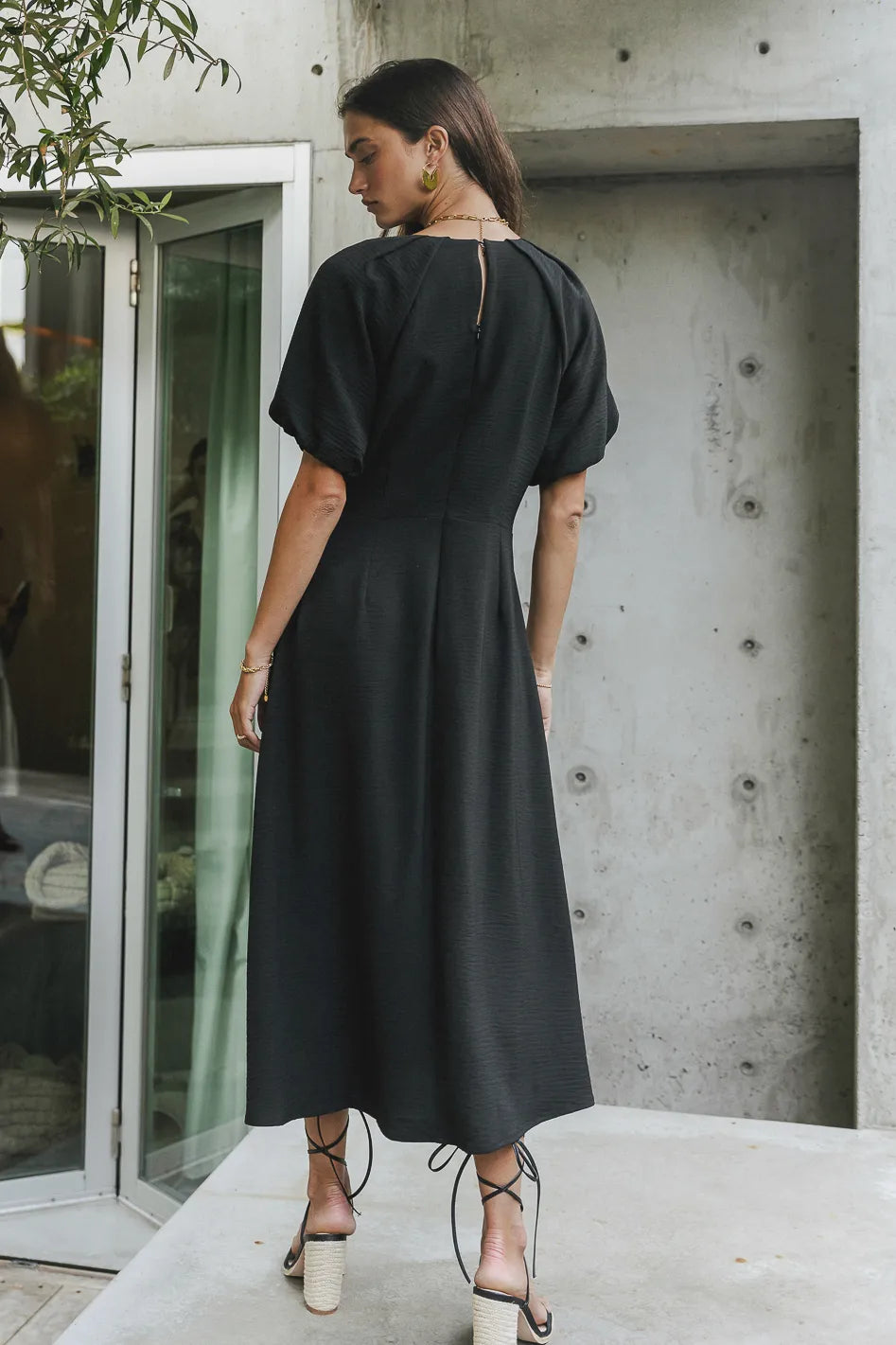 Maeve Black Midi Dress - Elegant & Flattering Women's Dress for Office, Party & Special Occasions | FINAL SALE