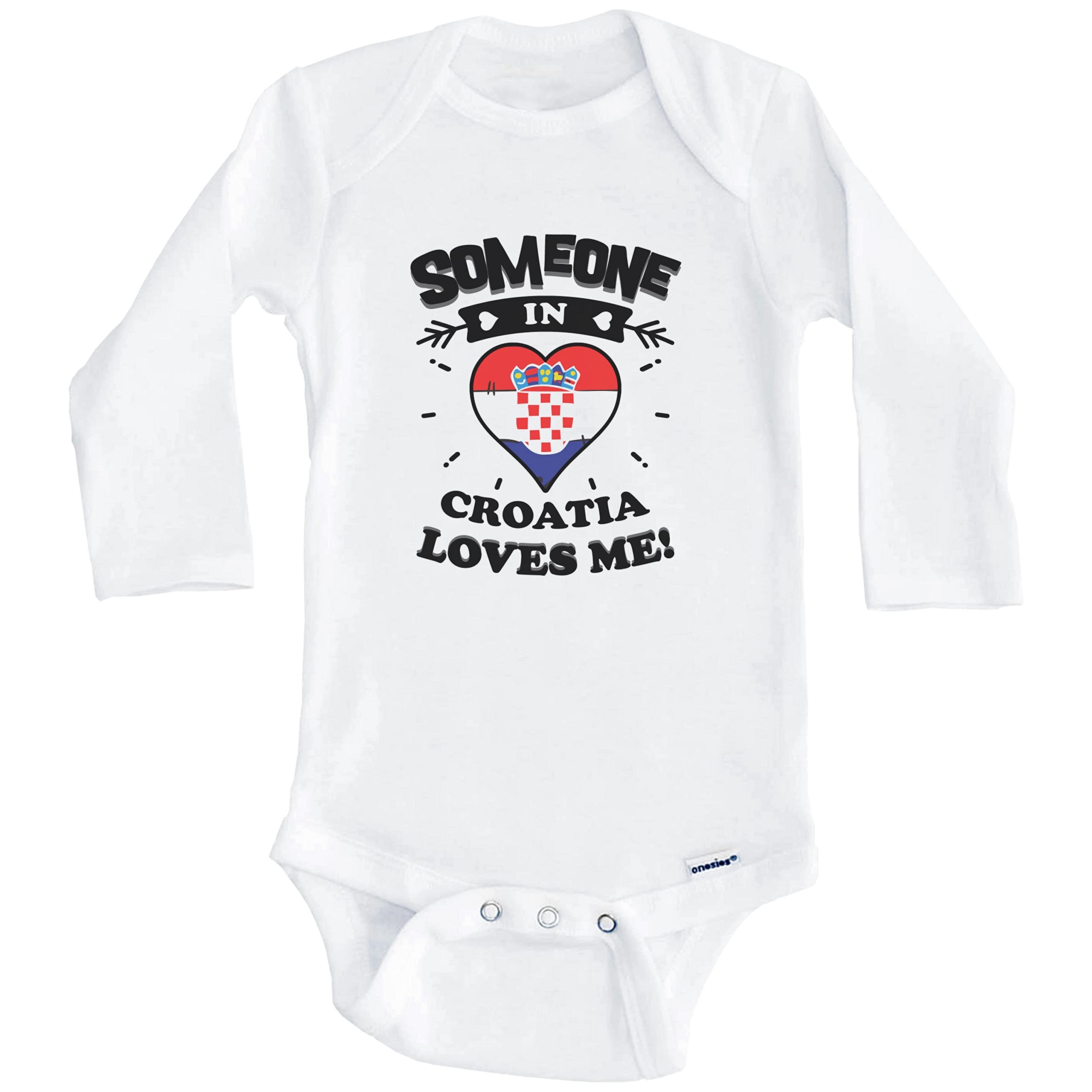 Croatian Heart One-Piece Baby Bodysuit - Long Sleeve Cute Infant Romper for Boys & Girls | Perfect for Family Photos, Holidays & Cultural Celebrations