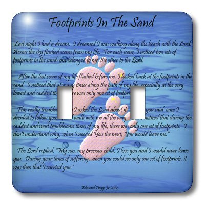3D Rose Light Switch Cover - Footprints in The Sand with Child's Feet - Decorative Wall Plate for Bedroom, Nursery, Beach House Decor