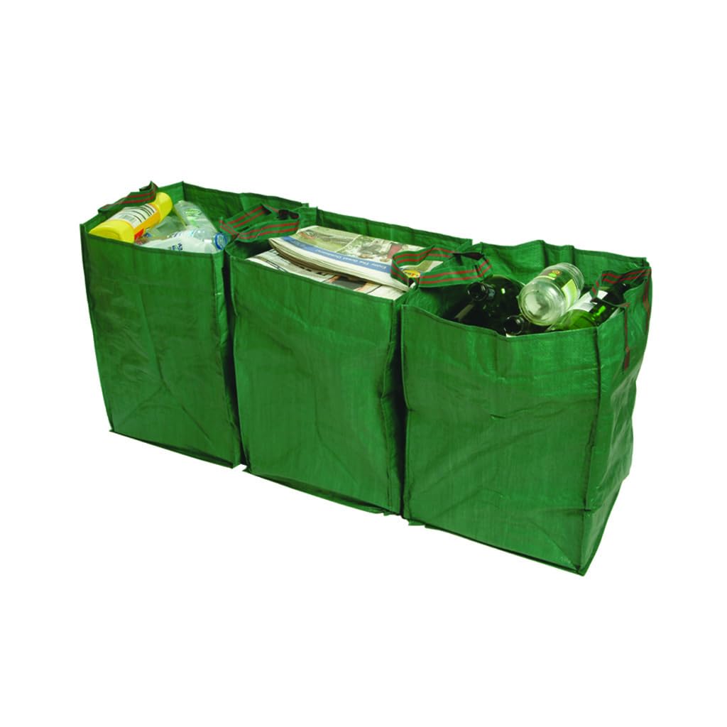 Bosmere G347 Reusable Recycling Bags - Set of 3 Heavy Duty Eco-Friendly Grocery Bags for Kitchen, Supermarket & Outdoor Waste Collection