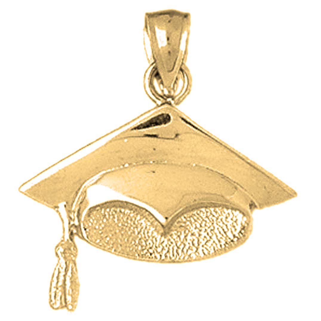 14K Yellow Gold-Plated 925 Silver Graduation Cap Pendant with 18