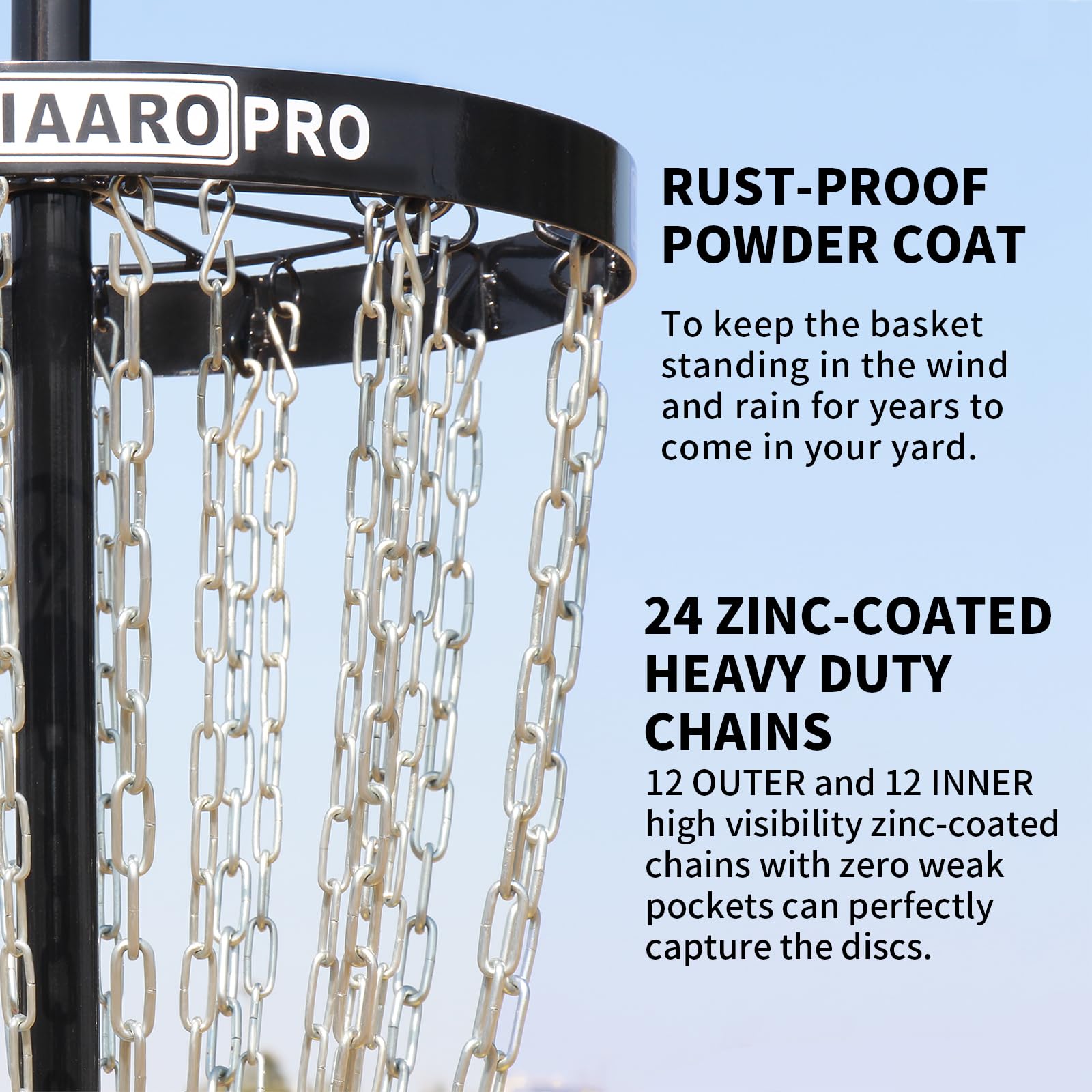 PDGA Approved HIAARO PRO Disc Golf Basket - Portable Heavy Duty 24-Chain Target for Professional Players | Perfect for Backyard Practice, Course Training & Tournament Play