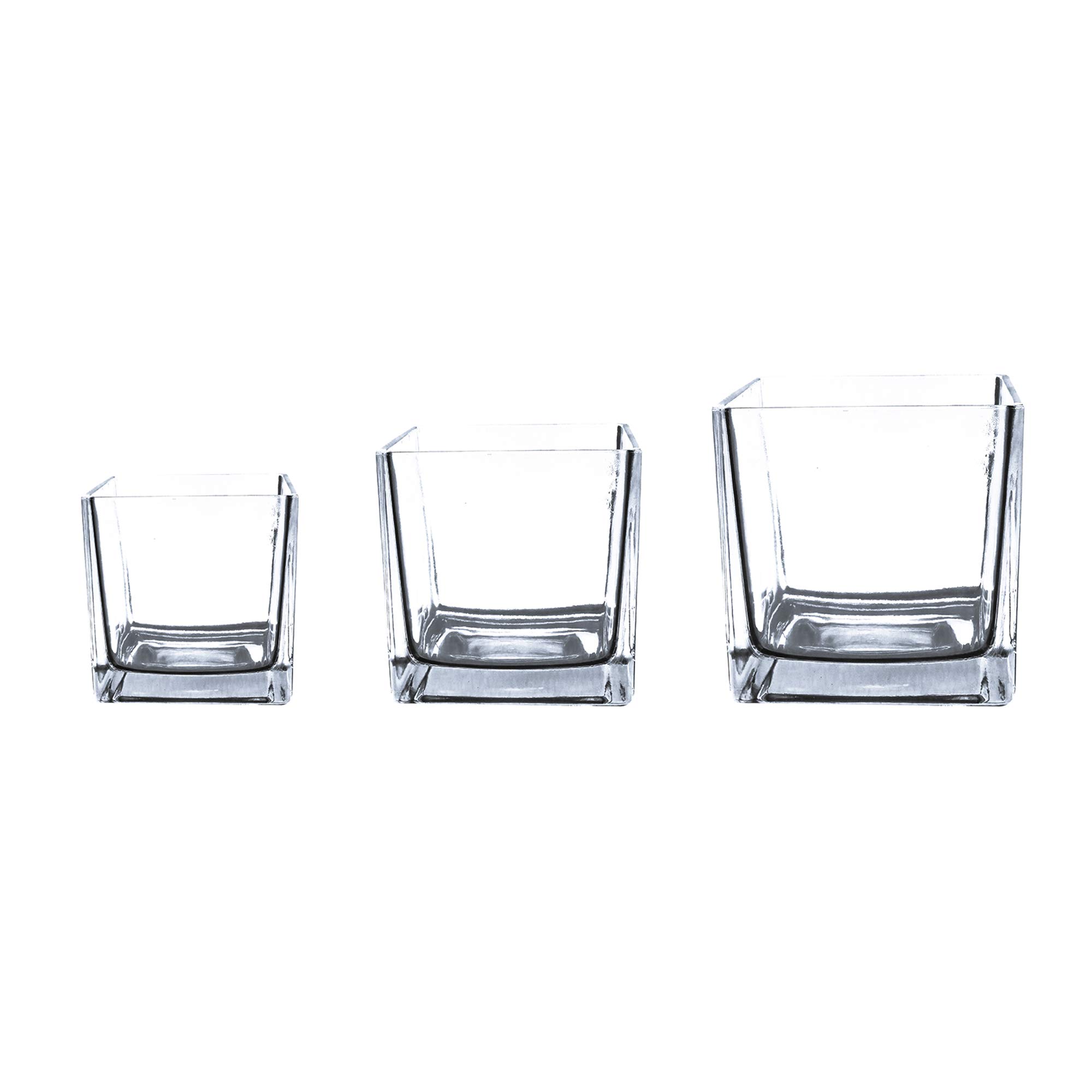 Premium Clear Glass Cube Vase 4x4x4 Inches - Bulk Set of 24 for Wedding Centerpieces, Party Decor, Candle Holders, Floral Arrangements, Terrariums & Home/Office Decor - Elegant Utility Containers for Events & Storage