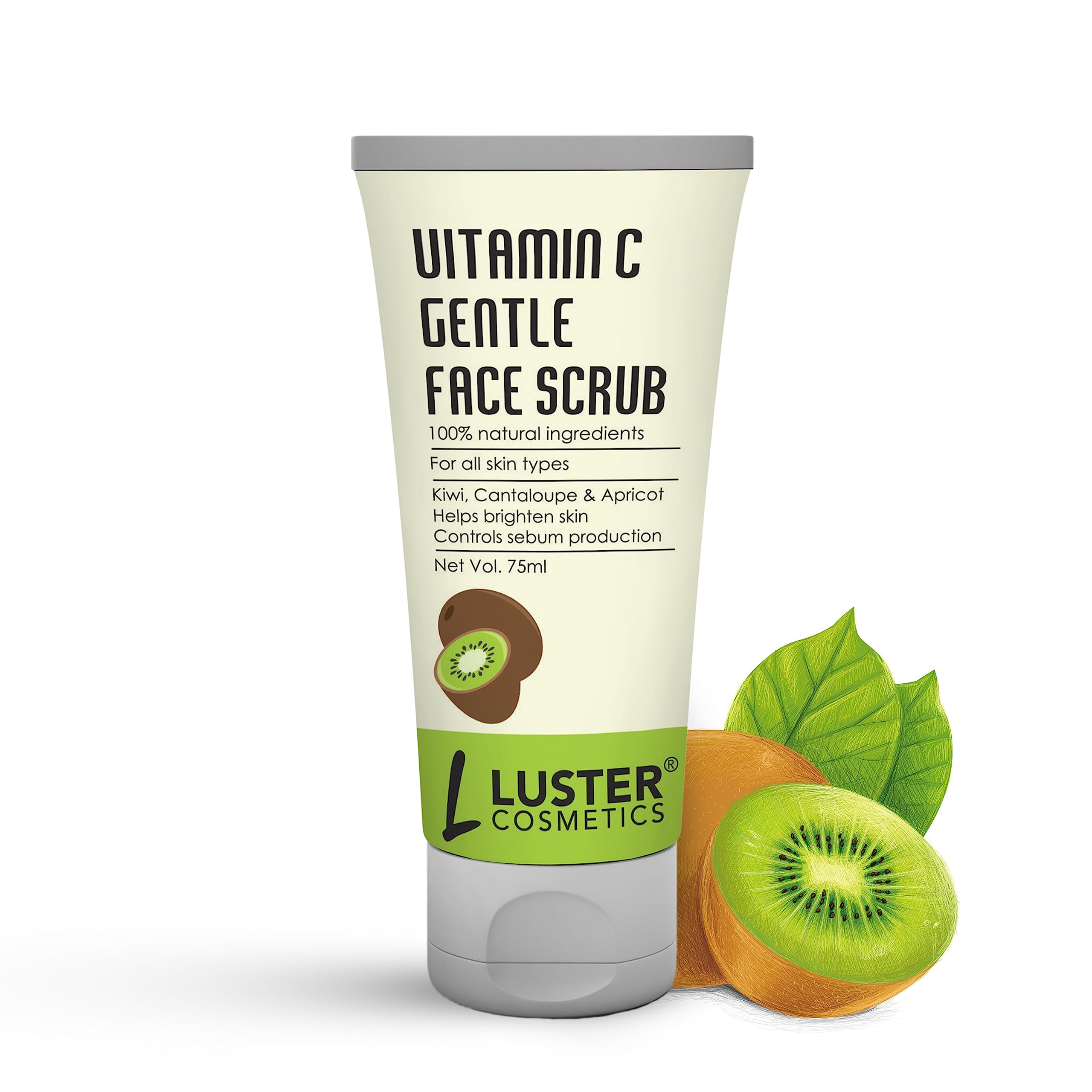 Luster Cosmetics Vitamin C Clay Mask, Brightening Face Wash & Gentle Scrub Set - 75ml (3-Pack) for Glowing Skin - Perfect for Daily Skincare & Acne Treatment