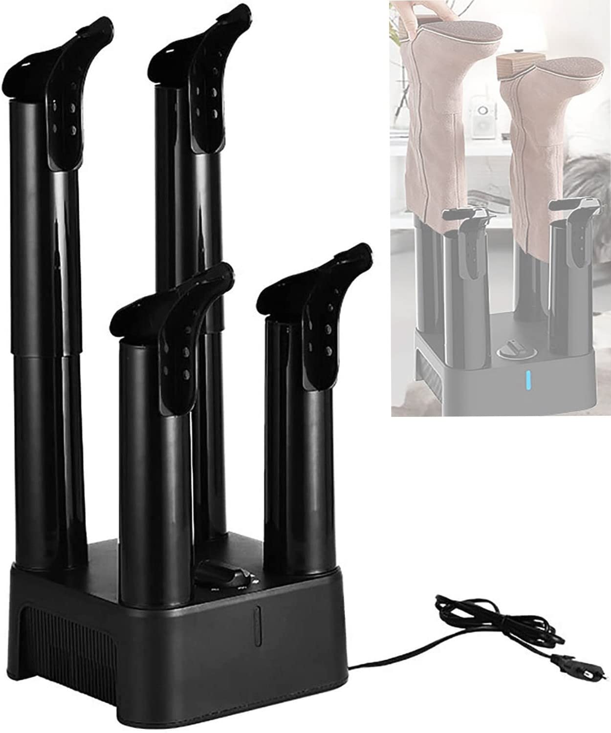 Upgraded Electric Boot Dryer & Shoe Warmer with Timer, 4 Heat Blower for Boots, Gloves & Sports Gear - Ultra Silent, Fast Drying, Detachable Tube - Perfect for Hiking, Hunting, Skiing & Winter Outdoor Activities