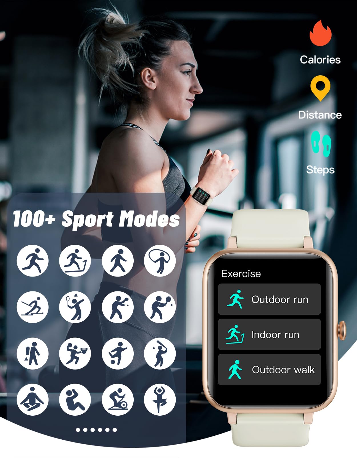 GRV Smart Watch with Answer/Make Calls, Heart Rate Monitor, Step Counter, Sleep Tracker - Fitness & Sports Smartwatch for Women & Men, Compatible with Android iOS Phones (Ideal for Workouts, Running, Swimming & Daily Activity Tracking)