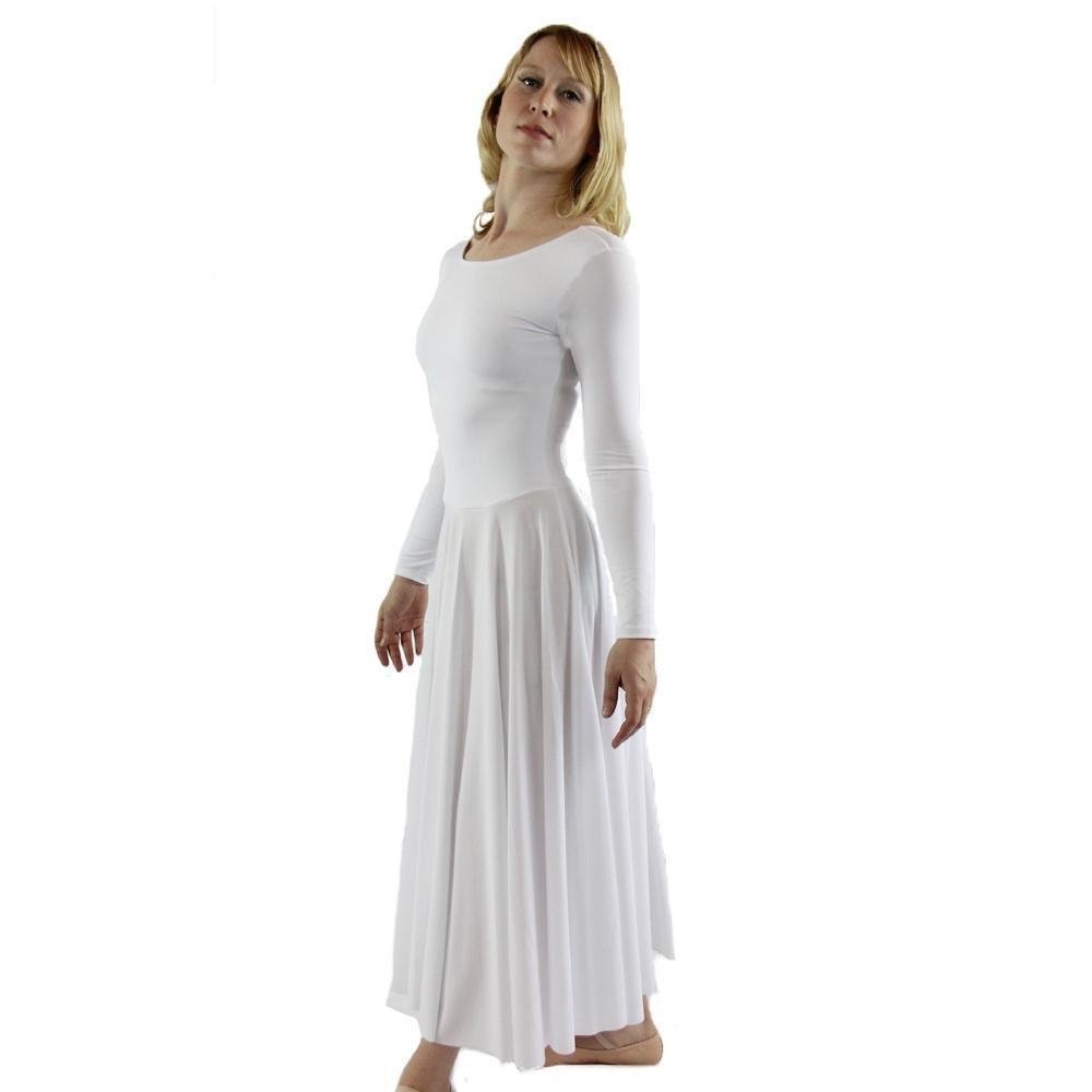 Danzcue Women's Loose Fit Long Sleeve Dance Dress - Elegant Full Length Performance Wear for Ballet, Worship Dance & Stage Costumes
