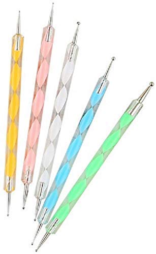 5-Piece Acrylic Dotting Tools Set for Nail Art - Multi-Color Stylus Pens for DIY Nail Designs & Painting - Perfect for Salon, Home Manicures & Creative Nail Art Projects