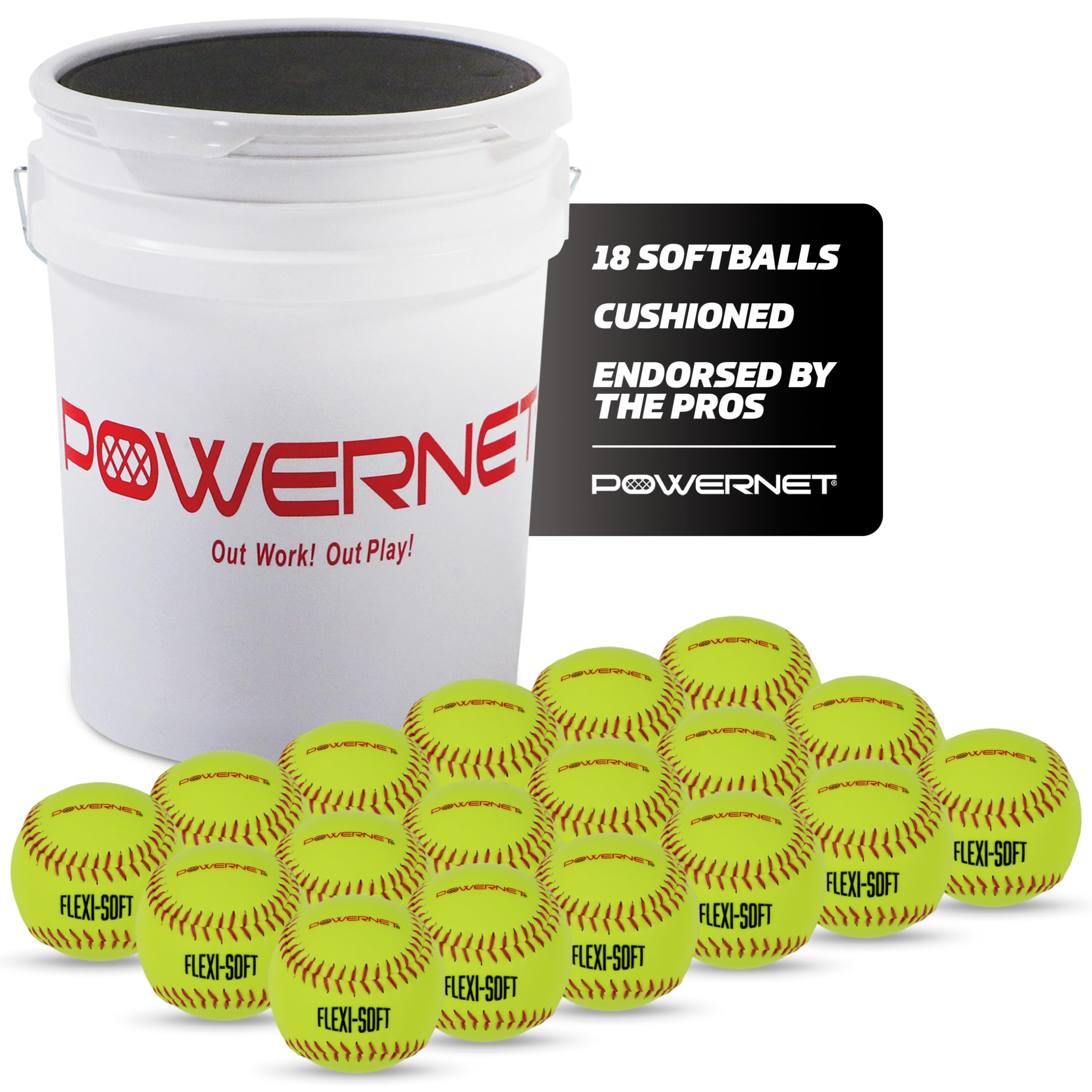 PowerNet Softball Training Equipment - Weighted & Flexi Balls for Batting Practice