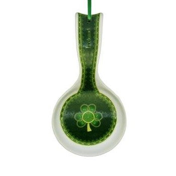 Irish Shamrock Spiral Spoon Rest - Green Ceramic St. Patrick's Day Kitchen Decor for Cooking, Serving & Dining - Perfect for Irish-Themed Parties & Home Decor