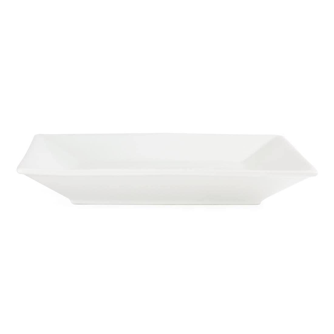 Olympia White Square Porcelain Dinner Plates - 6-Piece Set with Wide Rim, 250mm - Elegant Tableware for Fine Dining, Weddings & Special Occasions