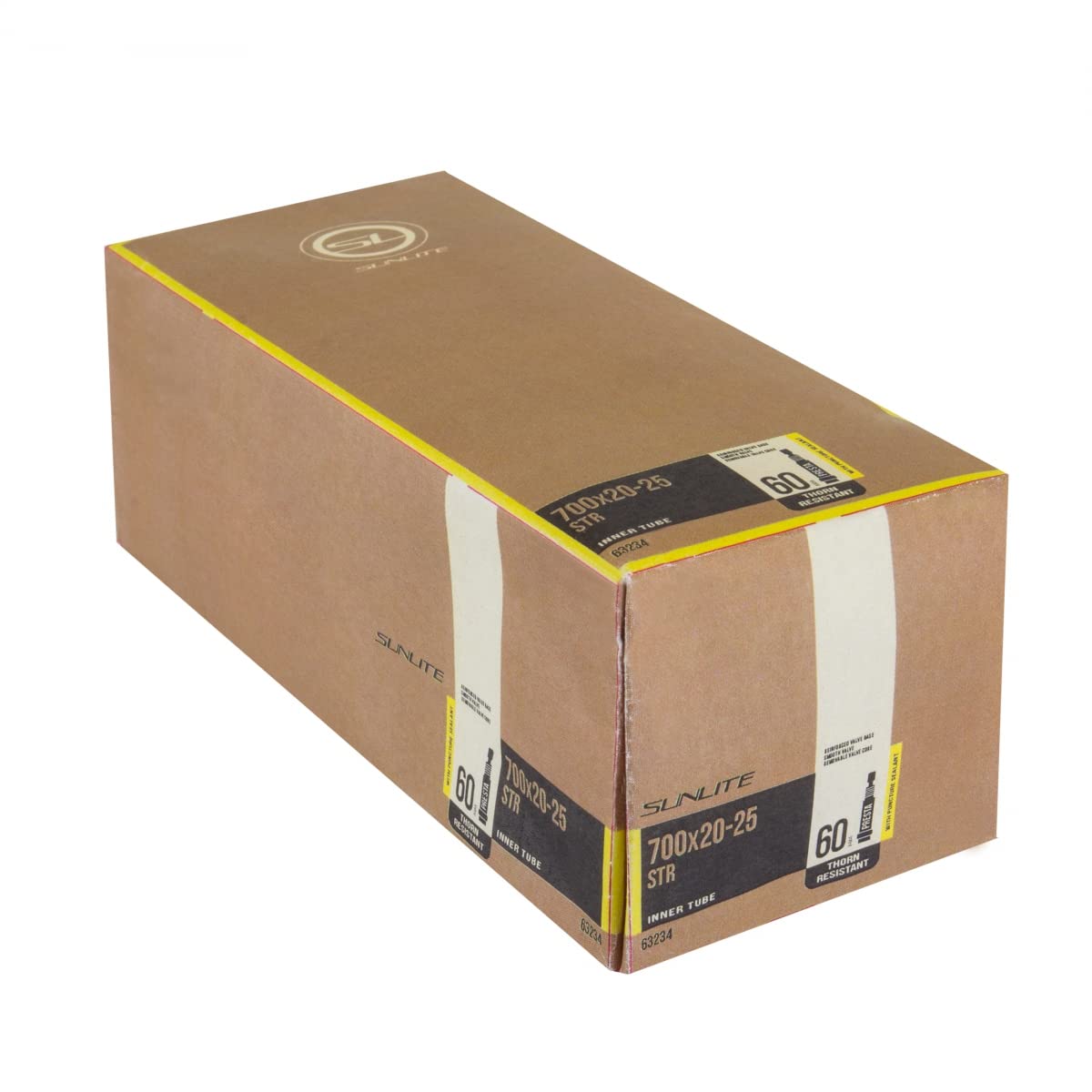 Sunlite Thorn Resistant Presta Valve Bike Tube with Sealer - 700x20-23c, 60mm - Perfect for Road Bikes, Commuting & Urban Cycling