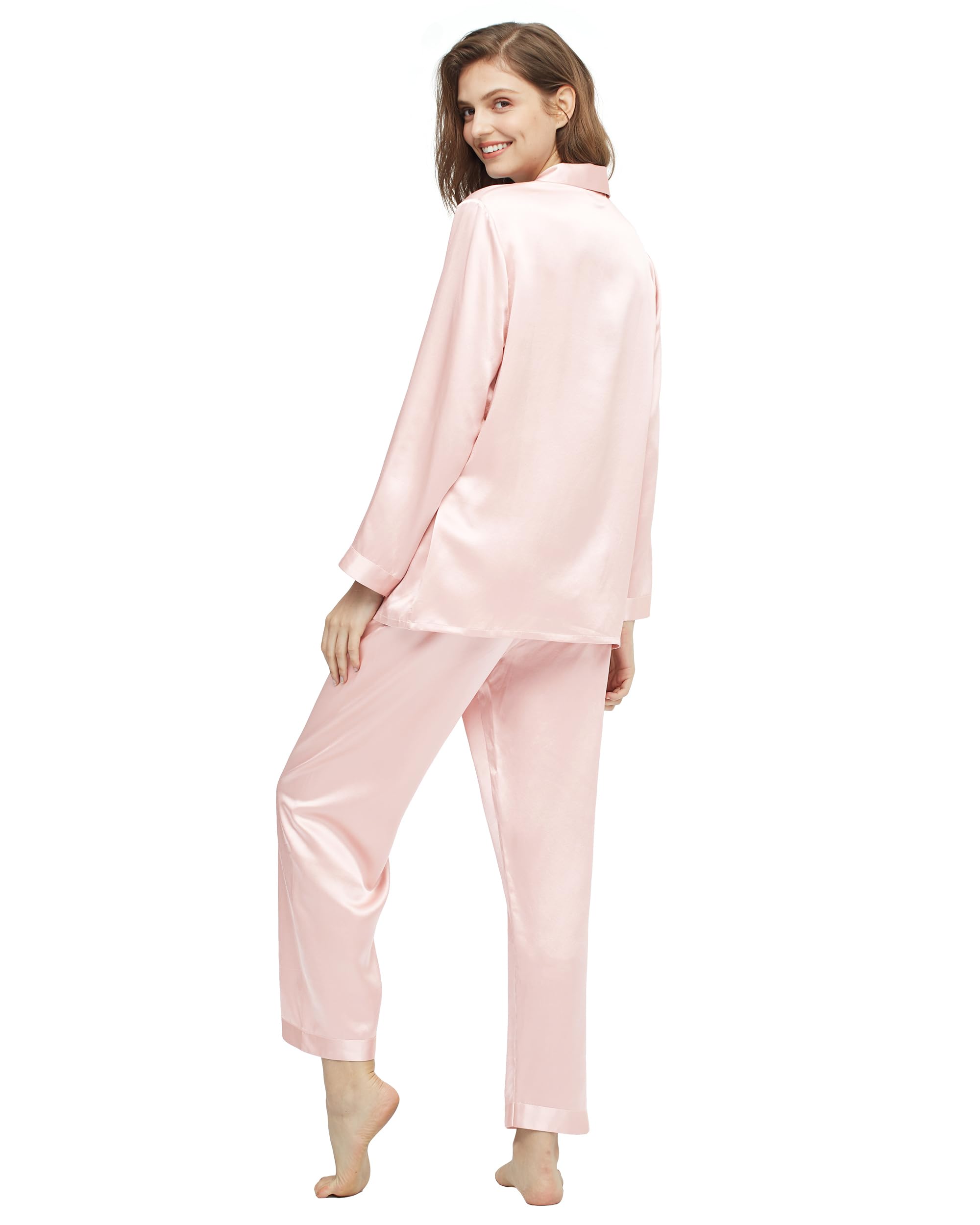 Luxury 100% Mulberry Silk Pajamas for Women - 22 Momme Pure Long Sleeve Full Length Silk Nightwear | Soft & Breathable Sleepwear for Comfortable Nights, Perfect Gift for Mother's Day & Anniversary