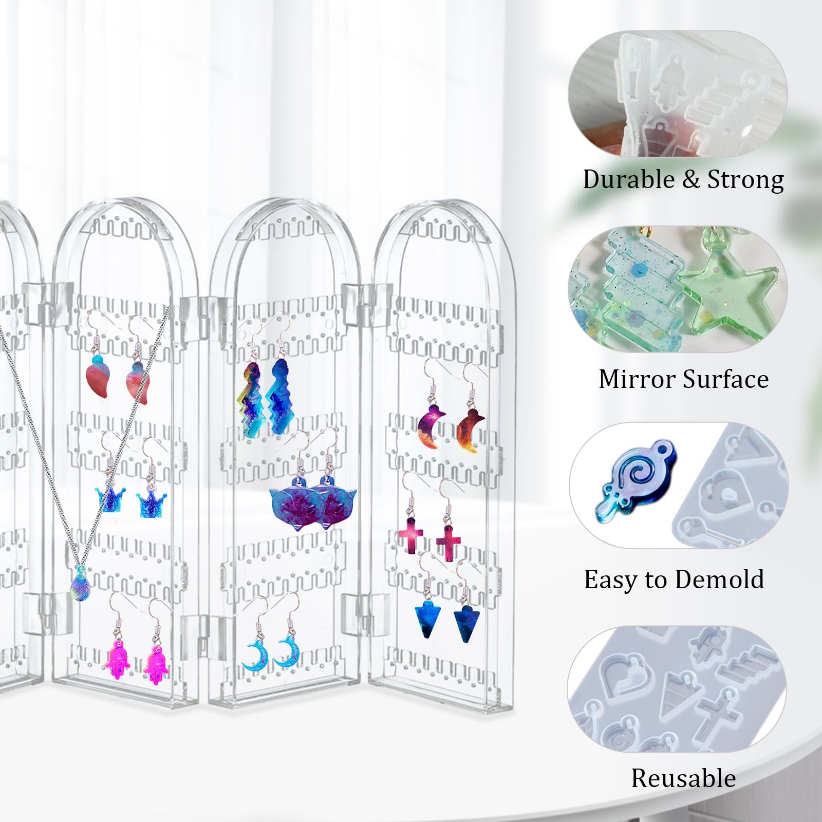 183pcs Resin Earring Molds Set - Silicone Jewelry Making Kit with Earring Hooks & Jump Rings for DIY Pendants, Necklaces, Keychains - Perfect for Handmade Gifts, Craft Projects & Jewelry Business