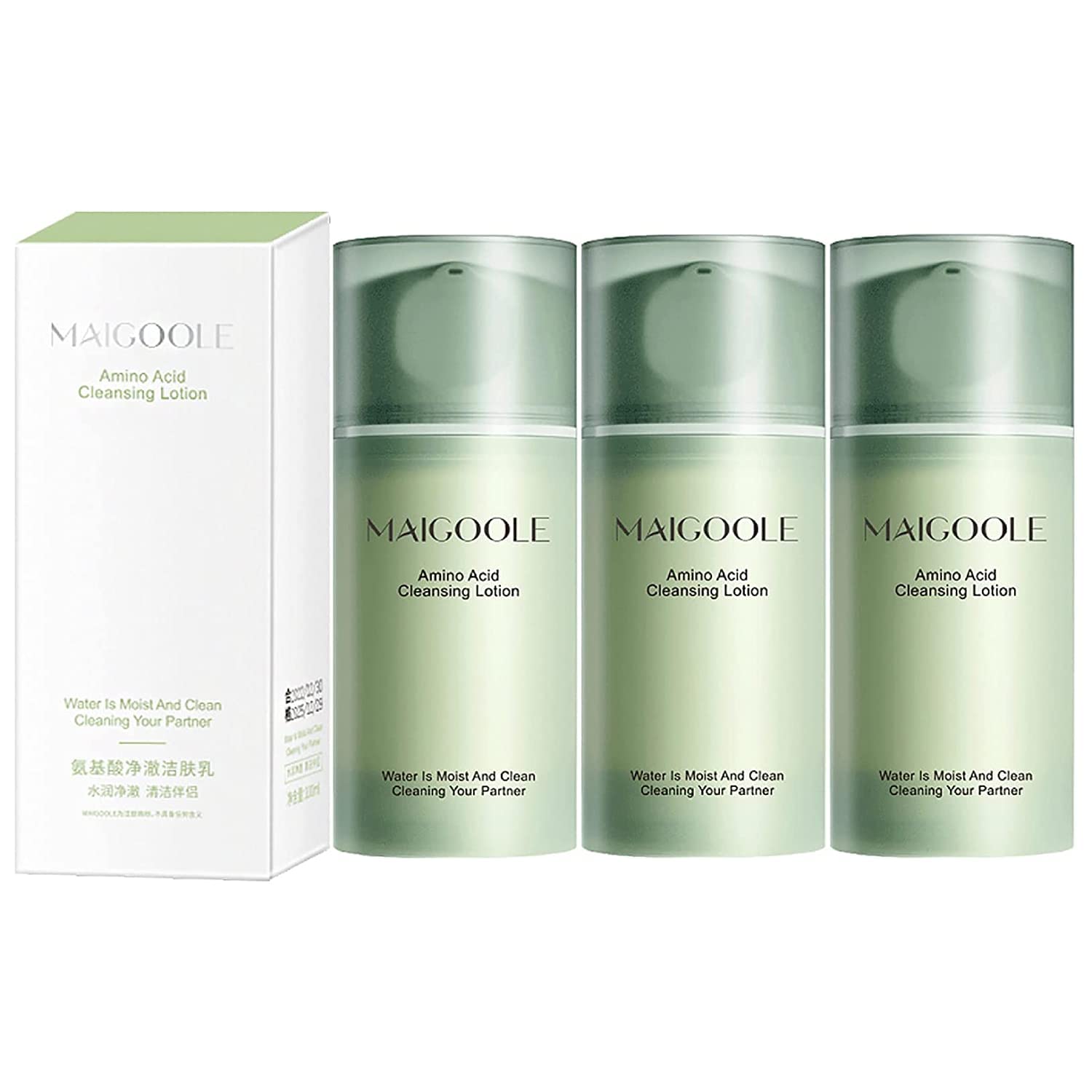 Amino Acid Facial Cleanser - Deep Pore Cleansing Cream for Blackhead Removal, Oil Control & Moisturizing | Gentle Daily Face Wash for Acne-Prone Skin | 3-Pack Set | Perfect for Morning & Night Skincare Routine