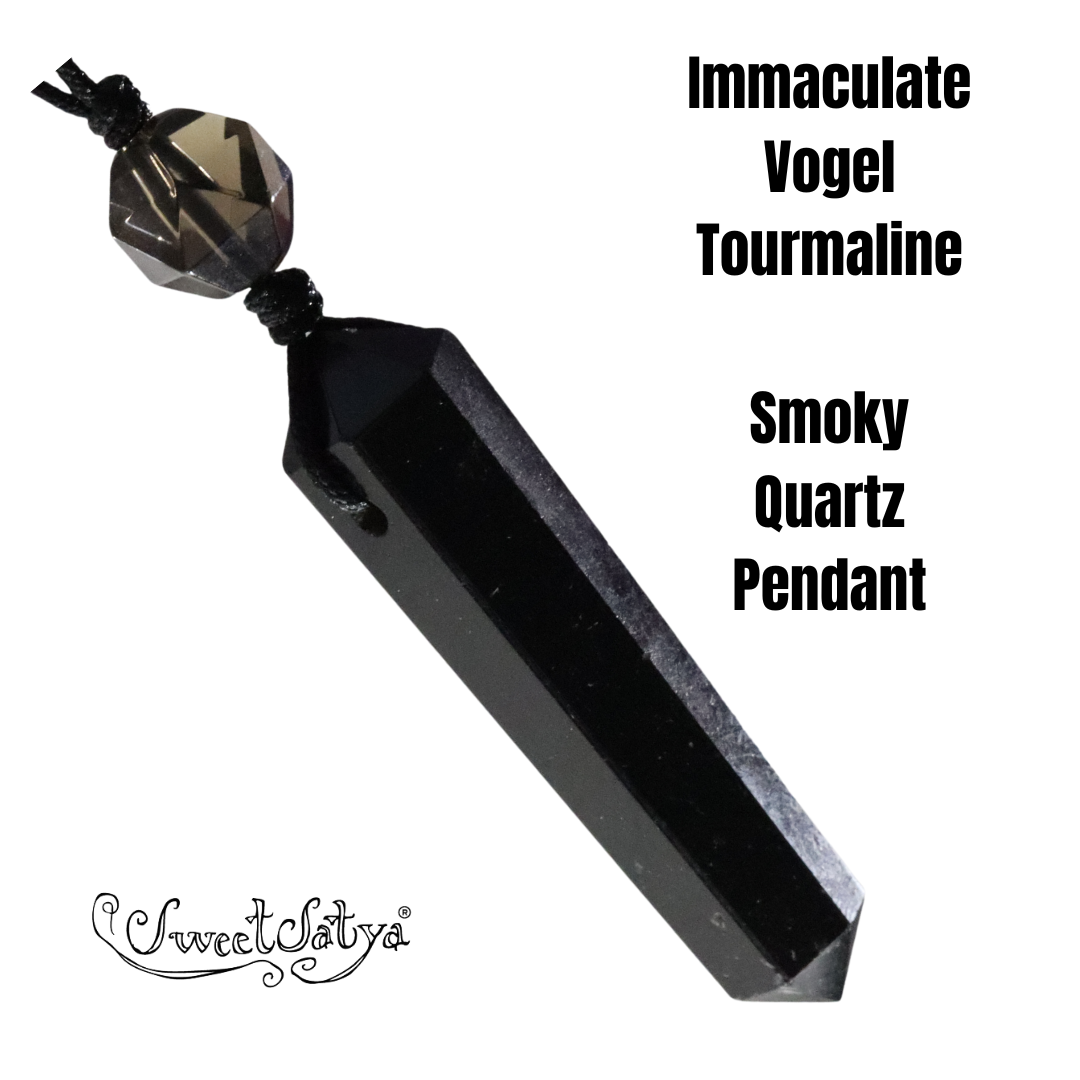 Black Tourmaline Vogel Pendant Necklace - Genuine Healing Crystal Jewelry for Protection & Positive Energy - Perfect for Meditation, Yoga & Spiritual Gifts