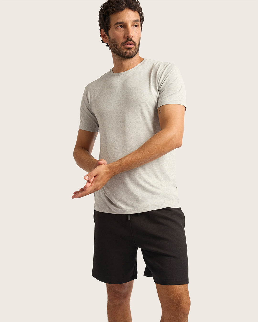 Premium Men's Crew Neck T-Shirt - Light Grey Marl - Soft Cotton Casual Tee for Everyday Wear, Gym & Outfits