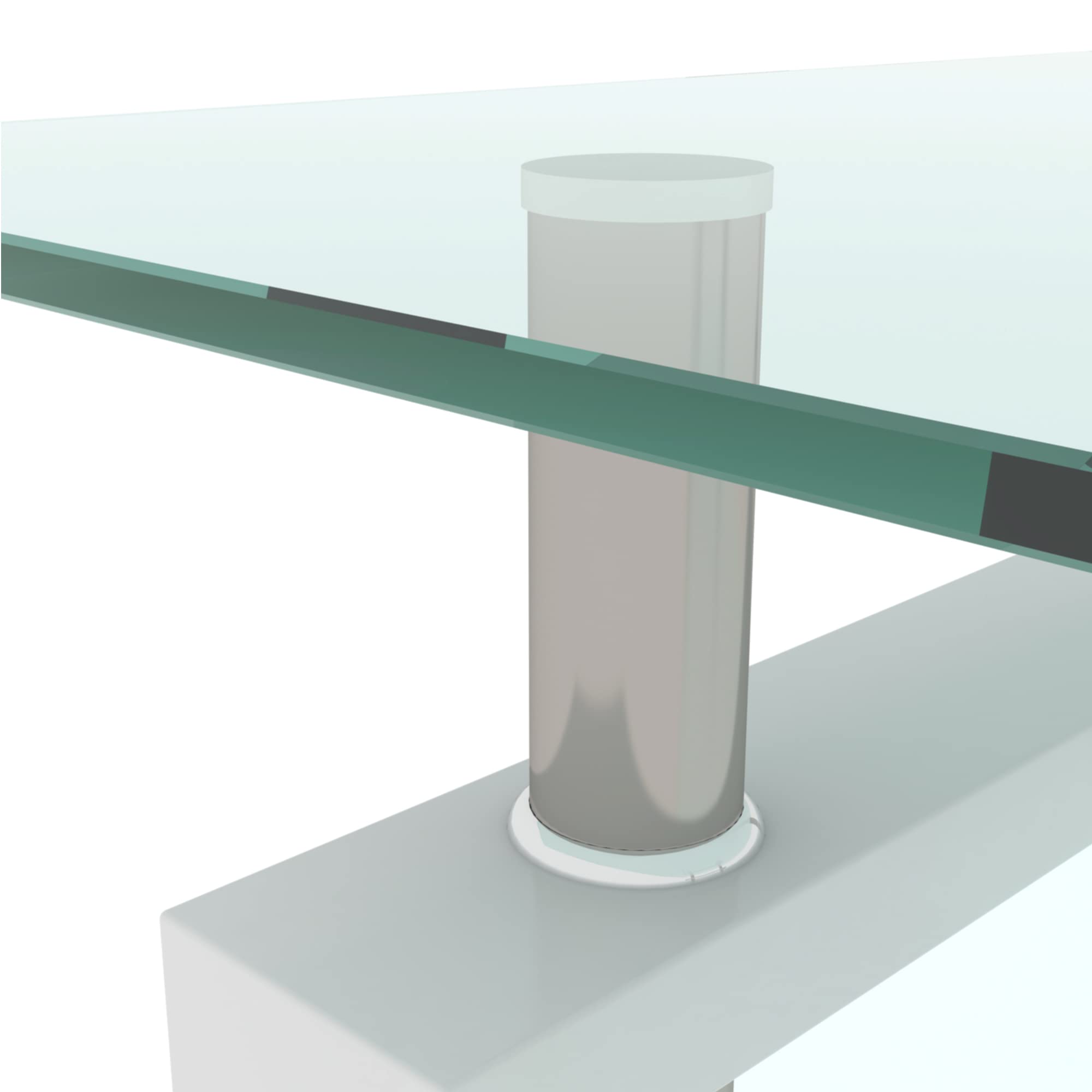 IANIYA White Modern Coffee Table with Metal Tube Legs & Tempered Glass Top - Rectangle End Table for Living Room, Office, or Lounge - Perfect for Home Decor & Entertaining Guests