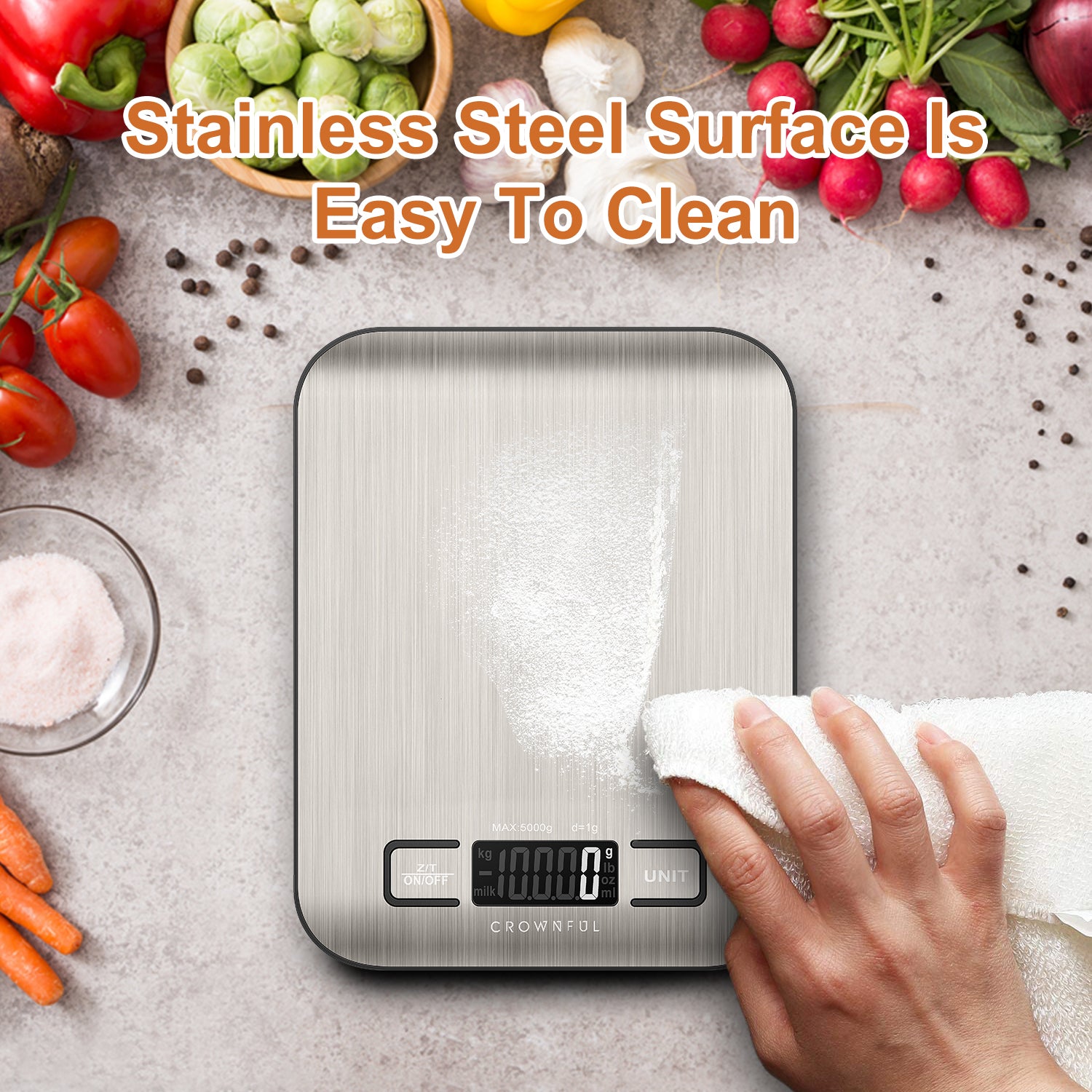 **CROWNFUL Digital Kitchen Food Scale - 11lb/5kg Precision Electronic Scale with LCD Display for Baking, Cooking, and Meal Prep - Perfect for Home & Professional Use**