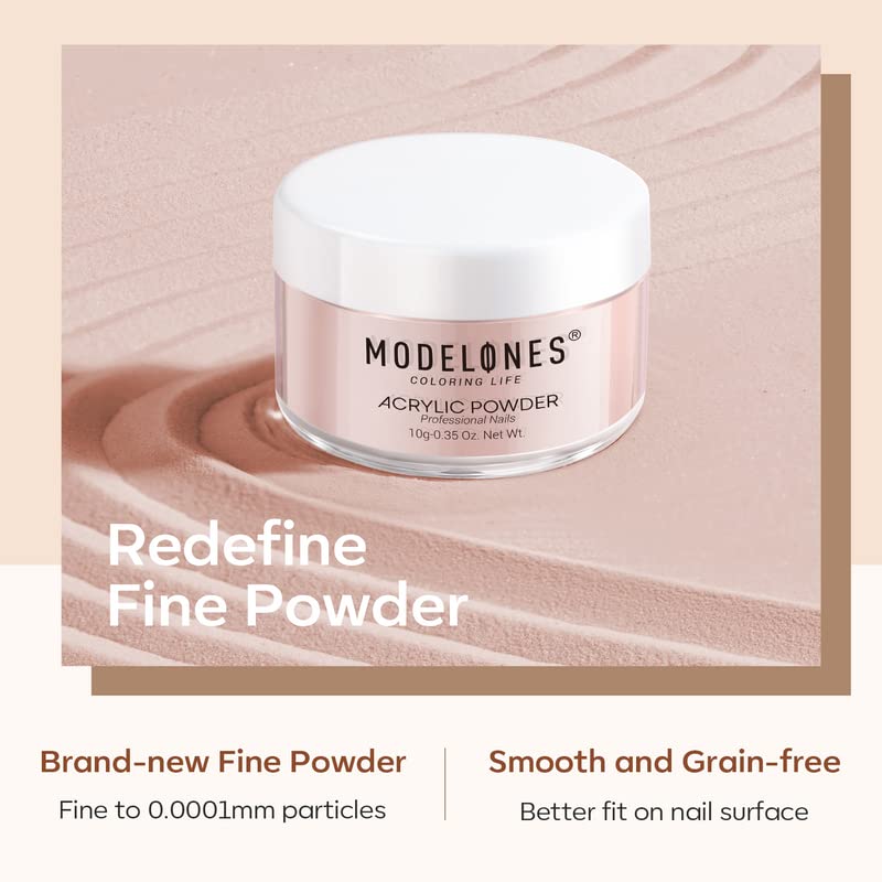 Modelones 6 Colors Nude Acrylic Powder Kit - Skin Tone Brown Neutral Nail Extension Powder for DIY Nail Art, No UV Lamp Needed (C3-Nude Neutral) | Perfect for Salon Professionals & Home Manicures