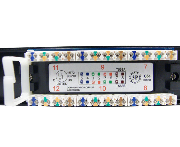 12 Port CAT5E Network Patch Panel - 1U Rack Mount for Server Rack & Data Center Cable Management