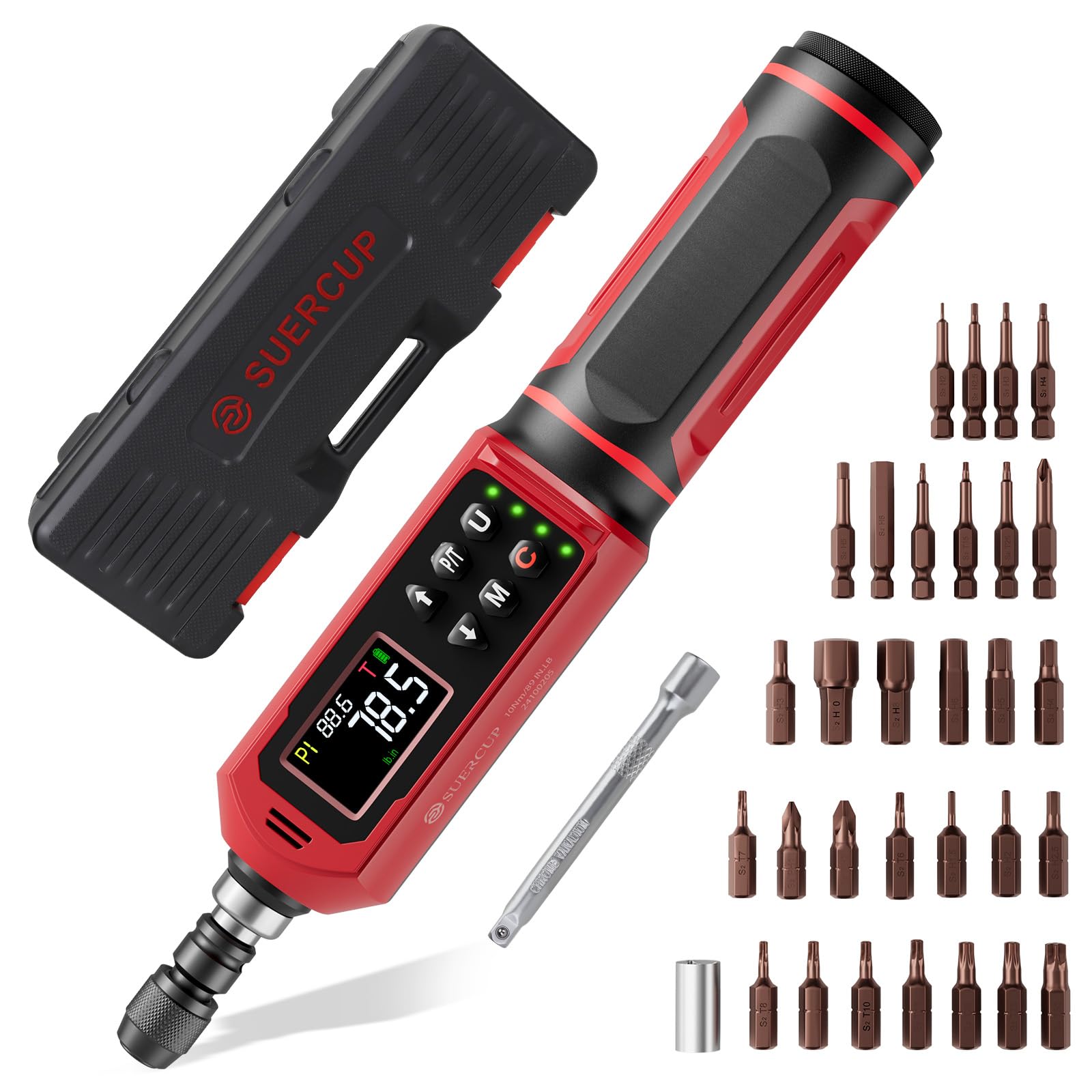 Precision Digital Torque Screwdriver 1.5-88.5in-lbs (0.15-10Nm) with ±1% Accuracy - LED Alarm, Buzzer & Vibration - 9 Preset Modes & Data Storage - Perfect for Bike Repair, Gunsmithing, Scope Mounting and Electronics Assembly
